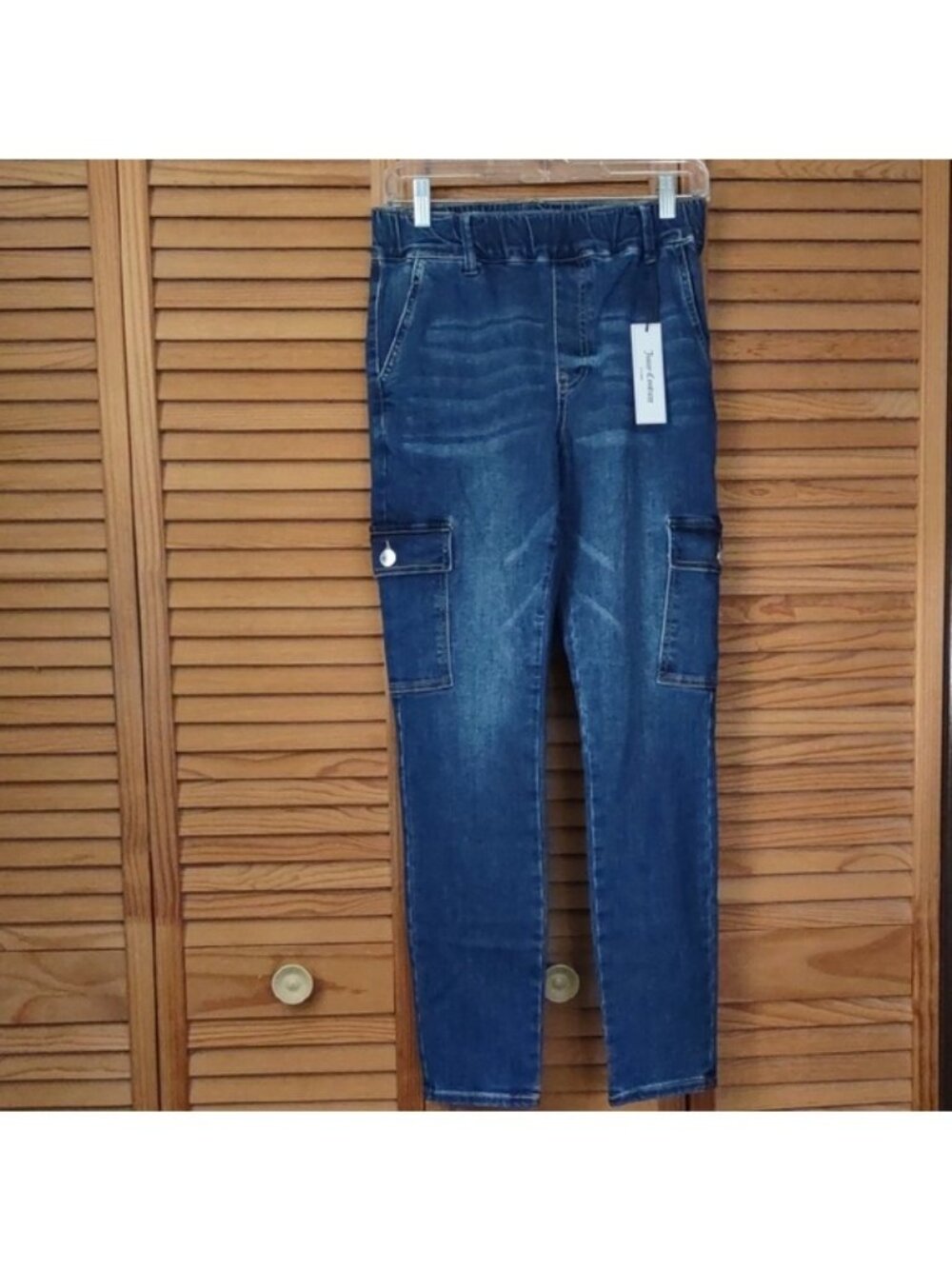 Juicy Couture NWT Elastic Waist 6 pockets Skinny Legs Cargo Denim Jeans Size 27